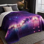 Purple Galaxy Sherpa Blanket - Cozy Home Decor Setting | Our Phoenix Rise