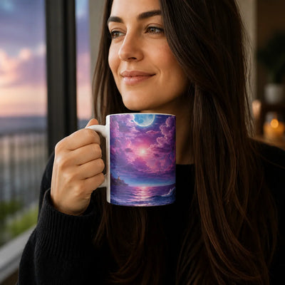 Purple Aesthetic Coffee Mug - Lifestyle Handheld Morning Scene | Our Phoenix Rise