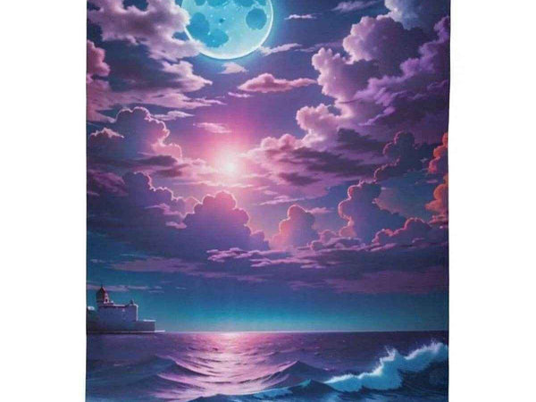 Purple Sunset Blanket | Calming Seascape Fleece Throw