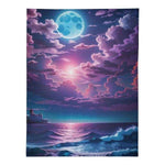 Sunset Ocean Fleece Blanket - Detailed Moon and Horizon View | Our Phoenix Rise