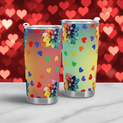 Rainbow Cheer Travel Mug (20oz) Main Perspective | Our Phoenix Rise