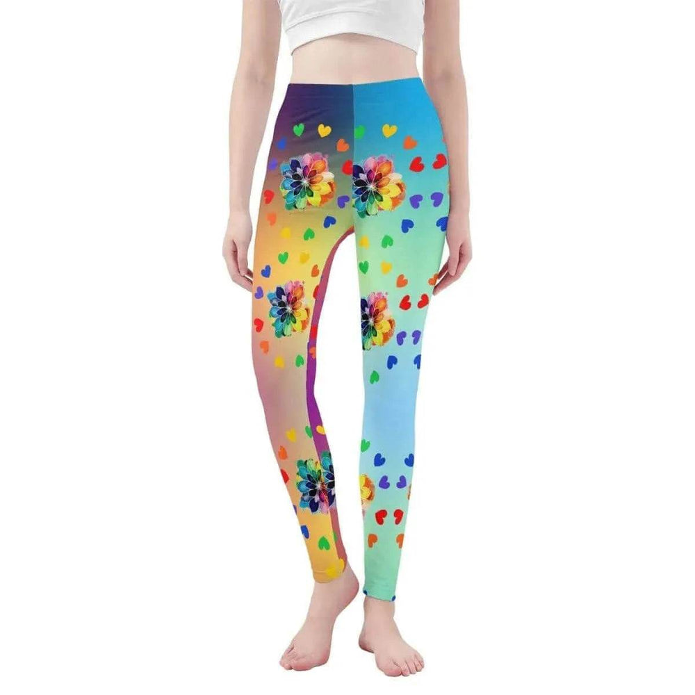 Rainbow Flower Yoga Leggings Multi XS-3XL