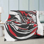 Red Black Abstract Throw Blanket - Vibrant gamer throw on cozy blue couch | Our Phoenix Rise