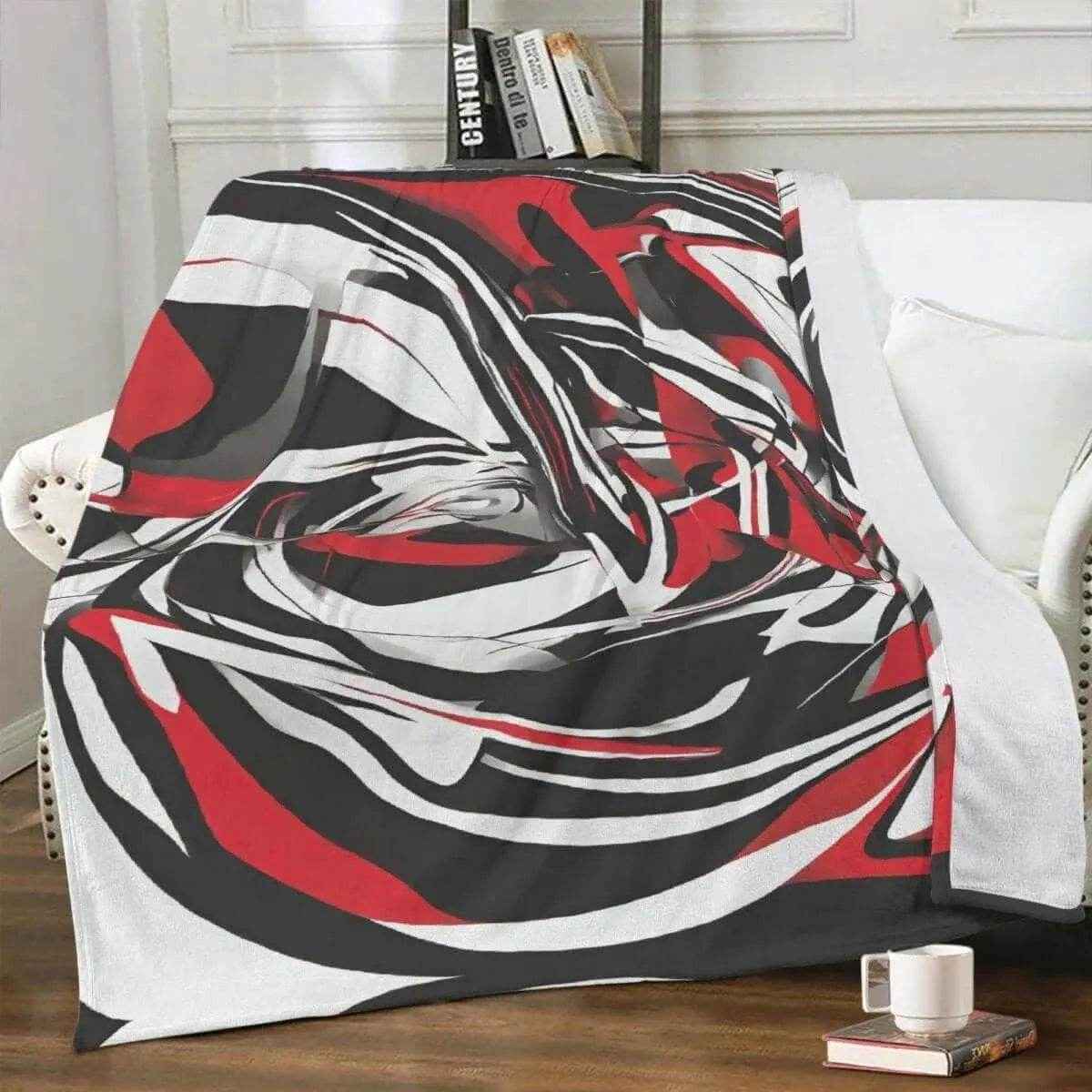 Red Black Abstract Throw Blanket Modern Design