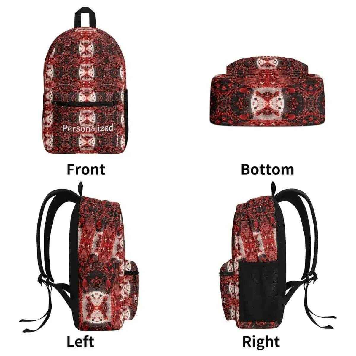 Personalized Red Backpack | Ornate Gamer School Bag