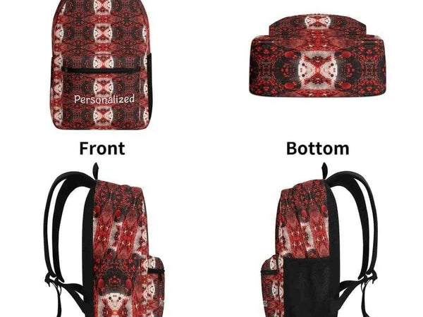 Personalized Red Backpack | Ornate Gamer School Bag