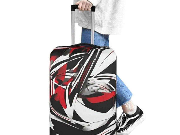 Red Black Abstract Luggage Cover | Modern Travel Gift