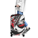 Red Black Abstract Luggage Cover - Traveler walking with suitcase | Our Phoenix Rise