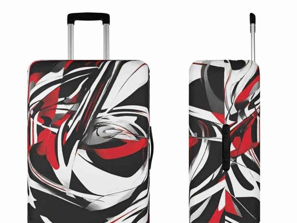 Red Black Abstract Luggage Cover | Modern Travel Gift
