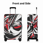 Red Black Abstract Luggage Cover - Front and side angle views | Our Phoenix Rise