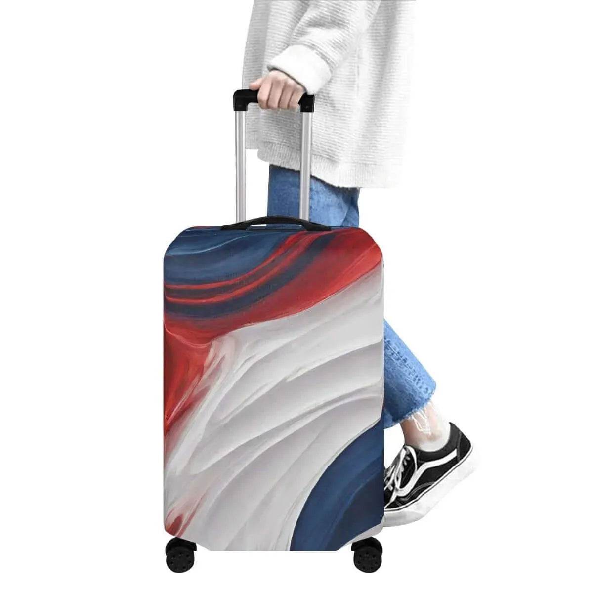 Patriotic Swirl Luggage Cover | Red White Blue Travel Gift - Iron Phoenix GHG