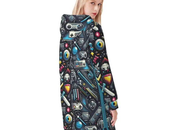 "8-Bit" Retro Gamer Hoodie Dress | Iron Phoenix GHG - Iron Phoenix GHG