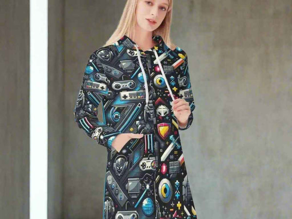 "8-Bit" Retro Gamer Hoodie Dress | Iron Phoenix GHG