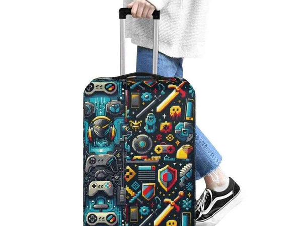 Pixel Art Luggage Cover | Retro Gamer Travel Protector