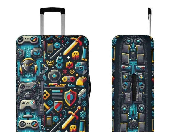 Pixel Art Luggage Cover | Retro Gamer Travel Protector