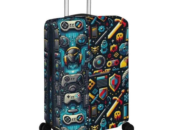Pixel Art Luggage Cover | Retro Gamer Travel Protector