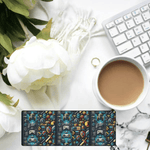Pixel Art Retro Gaming Desk Mat - unrolled full surface angled view | Our Phoenix Rise