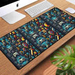 Pixel Art Retro Gaming Desk Mat - flat lay showing full design | Our Phoenix Rise