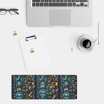 Pixel Art Retro Gaming Desk Mat - top down view with slight roll | Our Phoenix Rise