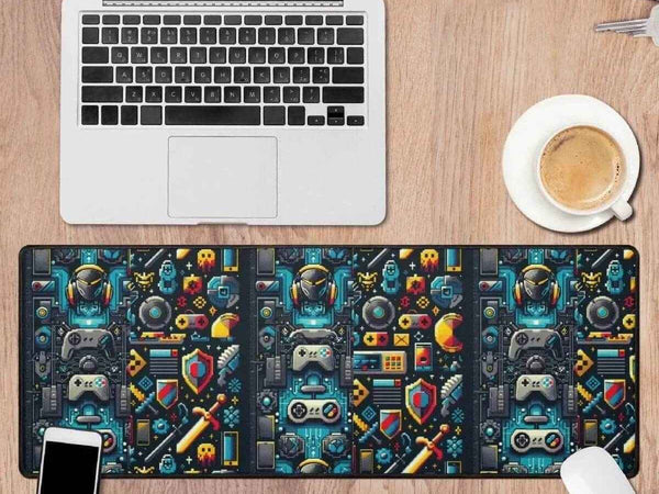 Retro Gaming Desk Mat | Pixel Art Gamer Mouse Pad