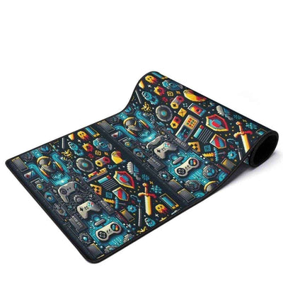 Pixel Art Retro Gaming Desk Mat - rolled view | Our Phoenix Rise