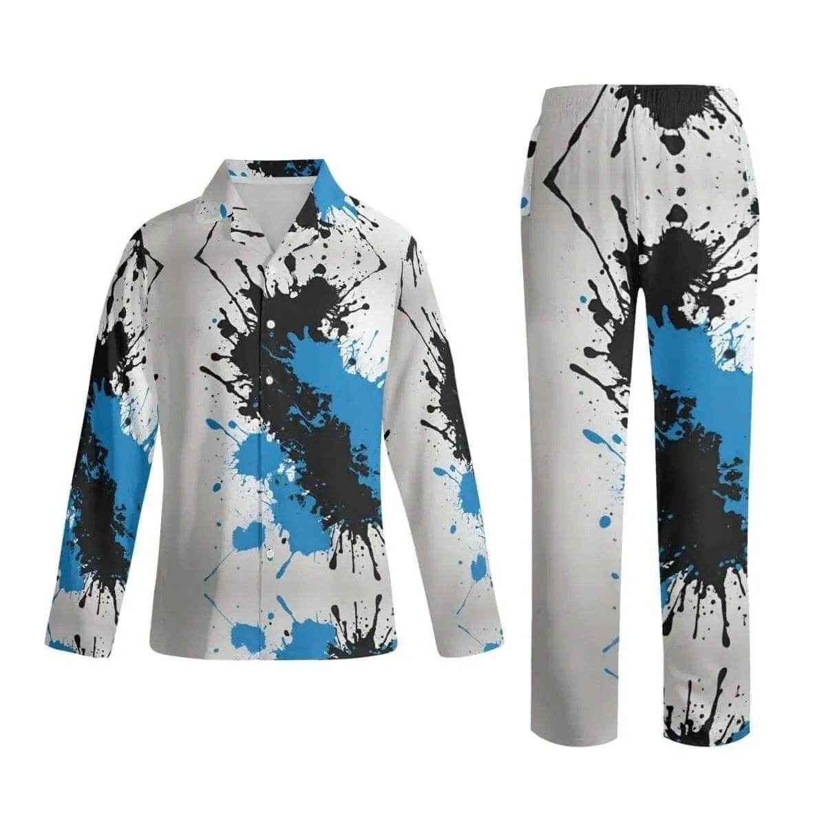 Blue Black Paint Splatter Pajama Set XS-4XL