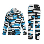 Blue Black Abstract Stripe Pajama Set - Full Front View | Our Phoenix Rise