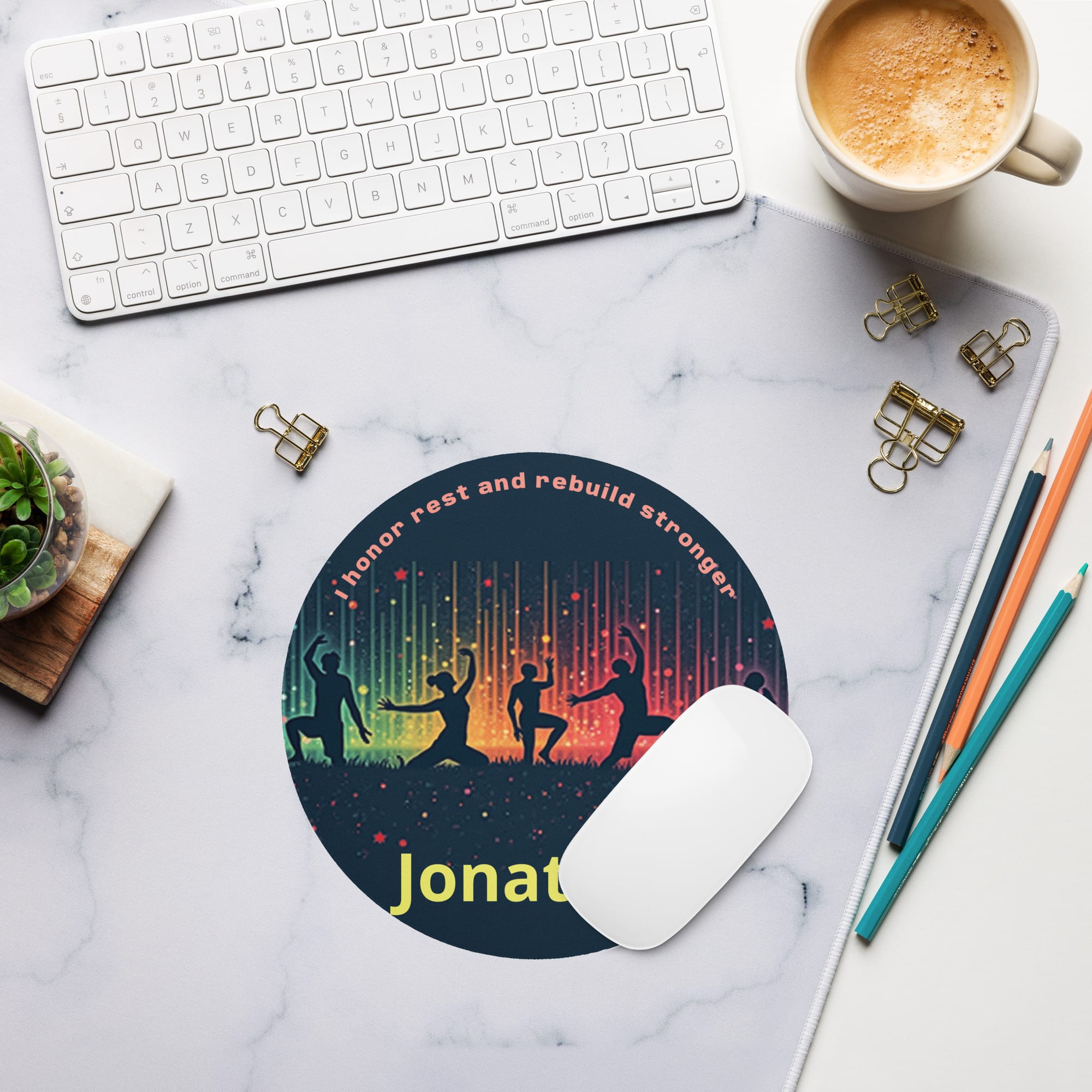 Personalized Yoga Inspired Round Mouse Pad