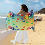Artistic Print Sarong Beach Cover-Up - Rainbow Flower and Heart Design | Our Phoenix Rise