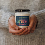 Personalized Yoga Scented Soy Candle - Coconut Cream and Cardamom scent, with black lid | Our Phoenix Rise