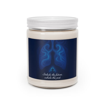 Inhale Exhale Lung Design Scented Soy Candle 9oz - Front view with white lid | Our Phoenix Rise