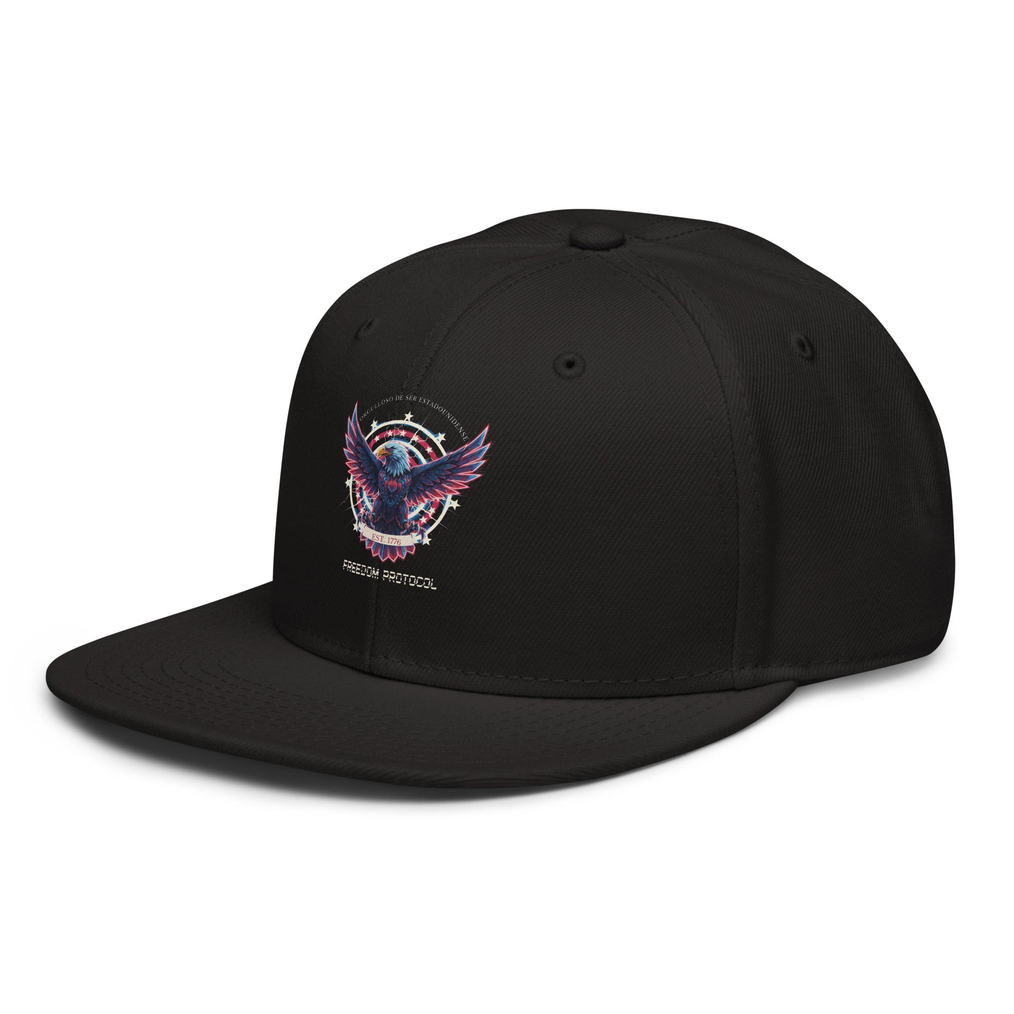 American Eagle Freedom Protocol Snapback Hat - Black left front view | Our Phoenix Rise