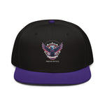 American Eagle Freedom Protocol Snapback Hat - Purple with black visor front view with eagle design | Our Phoenix Rise