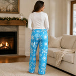 Snowflake Womens Pajama Pants - Human Model Back View Mockup | Our Phoenix Rise
