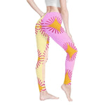 Pink Sunburst Leggings Sunny Yoga and Gaming Tights Detailed View 2 | Our Phoenix Rise