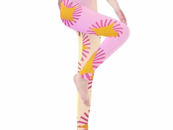 Pink Sunburst Leggings | Sunny Yoga and Gaming Tights - Iron Phoenix GHG