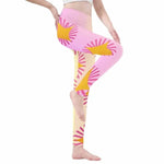 Pink Sunburst Leggings Sunny Yoga and Gaming Tights Detailed View 3 | Our Phoenix Rise