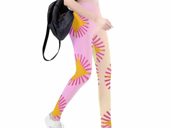 Pink Sunburst Leggings | Sunny Yoga and Gaming Tights - Iron Phoenix GHG