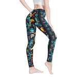 Retro Gaming Print Leggings | Pixel Art Yoga and Game Tights - Iron Phoenix GHG