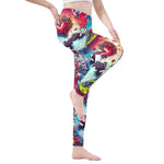 Gamer Heart Print Leggings Multi-Color - Angled Pose | Our Phoenix Rise