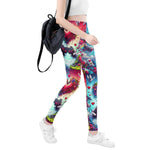 Gamer Heart Print Leggings Multi-Color - Standing Front View | Our Phoenix Rise