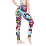 Gamer Heart Print Leggings Multi-Color - Standing Side View | Our Phoenix Rise