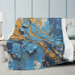 Abstract Textured Paint Throw Blanket - Draped on Grey Sofa, Full View | Our Phoenix Rise
