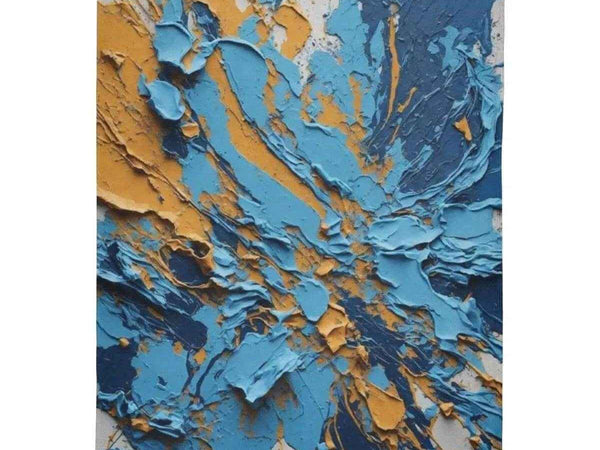 Textured Paint Blanket | Blue Orange Abstract Fleece Throw