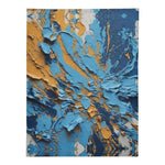Textured Paint Blanket | Blue Orange Abstract Fleece Throw