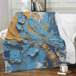 Textured Paint Blanket | Blue Orange Abstract Fleece Throw