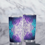 Ethereal Pattern Insulated Travel Mug - front view with cookie | Our Phoenix Rise