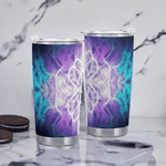 Ethereal Pattern Insulated Travel Mug - ergonomic grip angle | Our Phoenix Rise