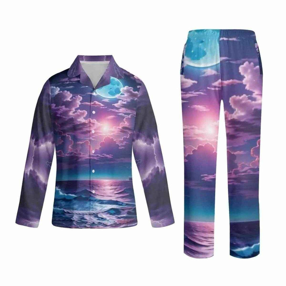 Long Sleeve Pajama Set Purple Sunset Little Monster XS-4XL