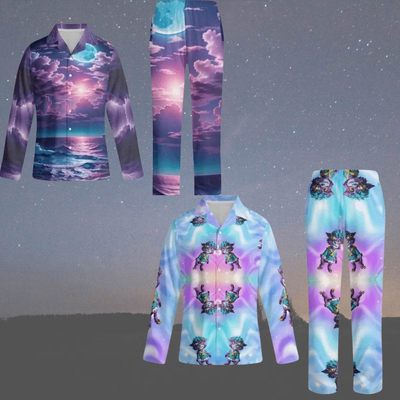 Long Sleeve Pajama Set Purple Sunset - Full Set Front | Our Phoenix Rise